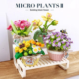 Mini Bonsai Building Blocks Flower DIY Green Plant Bouquet Potted Flower Block Flowering Plants