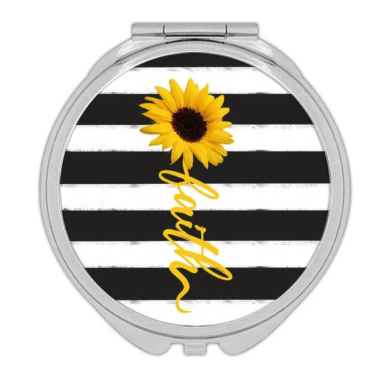Gift Compact Mirror : Sunflower Faith Flower Floral Religion Decor Christian Sunflower