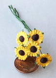 Dolls House Paper Yellow Sunflower Bunch of 5 Garden 1:12 Scale Accessory tumdee Sunflower