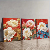 3pcs   Luxurious Peony Flower Painting, Wall Art Canvas Unframed/Framed Peony