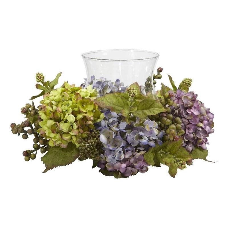 Nearly Natural Mixed Hydrangea Candelabrum Silk Arrangement in Multi-Color Hydrangea