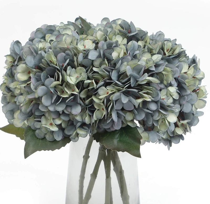 Fake Flowers 6Pcs Artificial Silk Hydrangea Flowers Bouquets Faux Hydrangea Stem Hydrangea