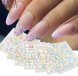 10 Sheets 3D Daisy Flower Butterfly Nail Art Stickers Charms Decoration Manicure Daisies