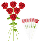 6-Pack Crochet Flowers, Knitted Artificial Wool Carnation [Red] Carnation