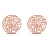 Lilies Flower of Life Stud Earrings 14K Rose Gold Plated Silver Lily