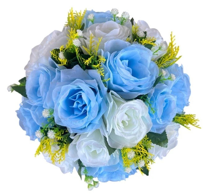 Bouquet Wedding Centerpiece Artifical Silk Floral Ball Circular Decoration Blue Bouquet