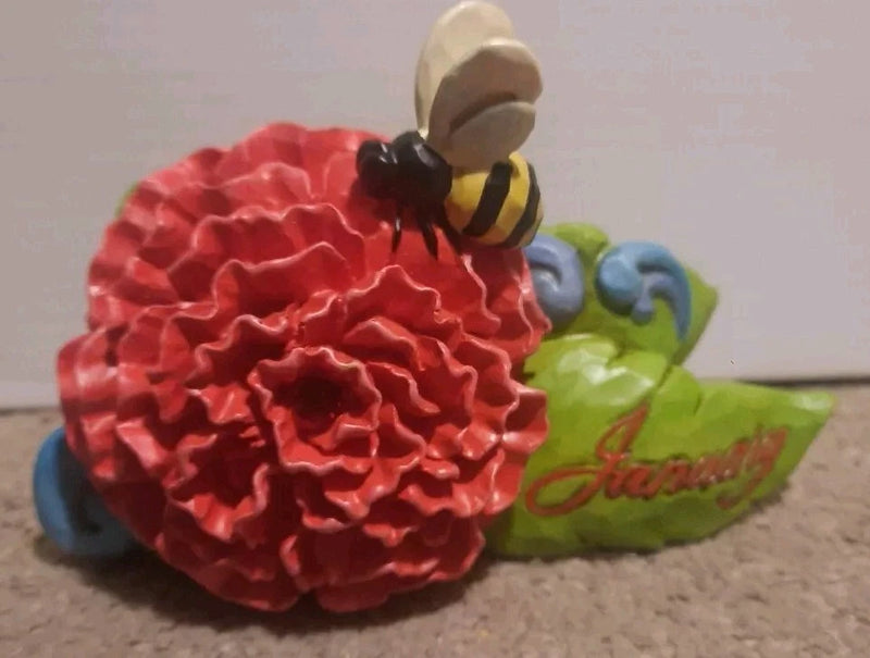 Jim Shore Heartwood Creek January Flower Garnet Carnation Figurine 4040655 Carnation