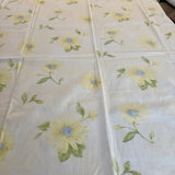 VTG Cotton Daisy Flowers Yellow Blue Sun-washed Ivory Upholstery Fabric 2ydx45 Daisies