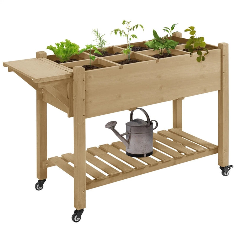 Wooden Planter Flower Shelf Wood Planter Box Wooden Garden Box Natural Color Garden Plants