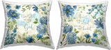 Be Still Blue Hydrangea Throw Pillow - 18x18 Indoor Decor by Hydrangea