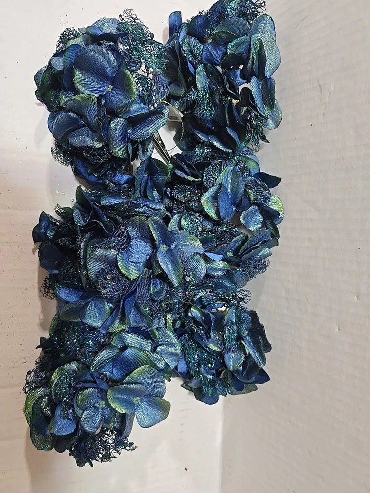 6 Christmas Peacock Tales Navy Blue Hydrangea Flower Clip Ornament Decor Crafts Hydrangea