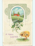 Divided-Back easter CHICK WITH LILY OF VALLEY FLOWER IN BEAK : clearance r3742 Lily