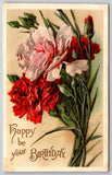 Catherine Klein Flowers~Full Bloom & Buds~Red & Pink Carnations~Emboss~1909 Carnation