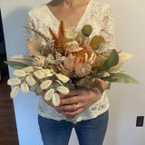Bridal Wedding Bouquet Budget Friendly Handmade Faux Flowers White Pink Orange Bouquet