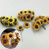 Mini Flowers Silk 35mm Sunflower Yellow Artificial Heads Flowers Wedding 100Pcs Sunflower