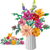 New Best Flowers Bouquet Building Set 891 PCS Artificial Wildflower Botanical Ranunculus