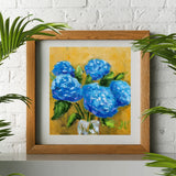 Original Oil Painting Blue Hydrangeas in Vase Impasto gift for her hand painted Hydrangea