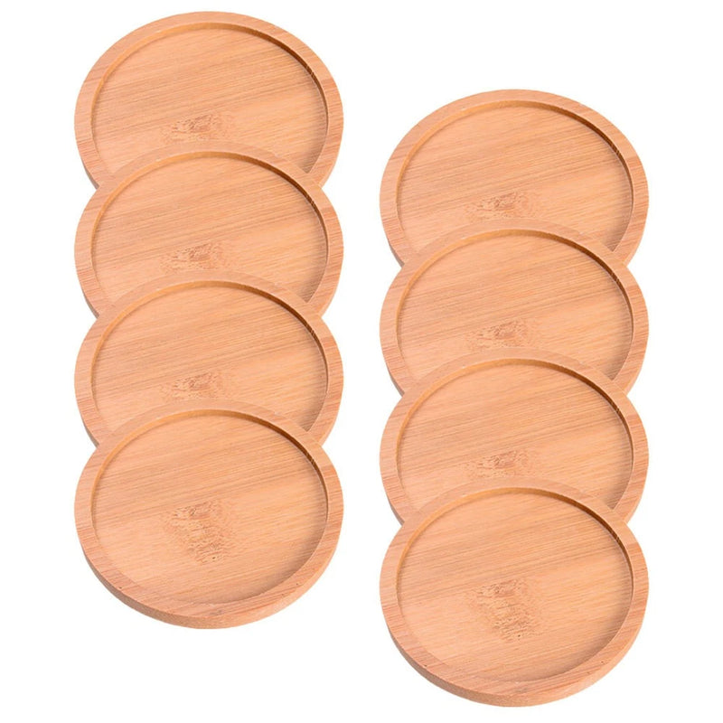 8 Pcs Bamboo Plant Saucers Flower Pot Trays for Indoor Outdoor Gardening Garden Plants