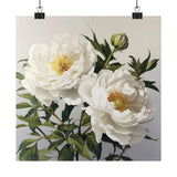 White Peonies Flower Art Print, White Flower Painting, Flower DŽcor 06 Peony