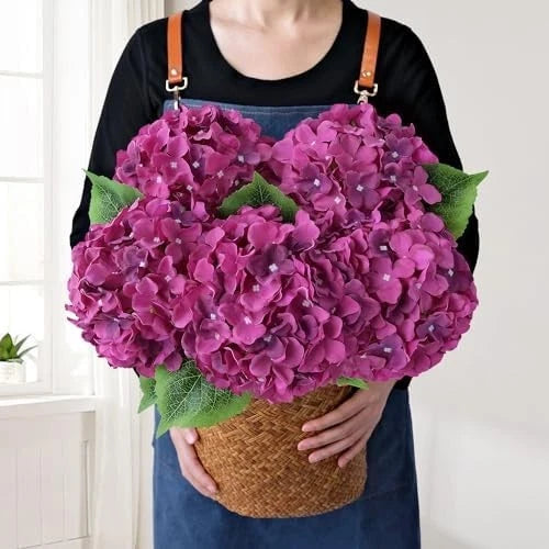 Lifelike Fake Hydrangea Flowers, 5Pcs 20Inch Silk Stems, Home Decor, Green Hydrangea
