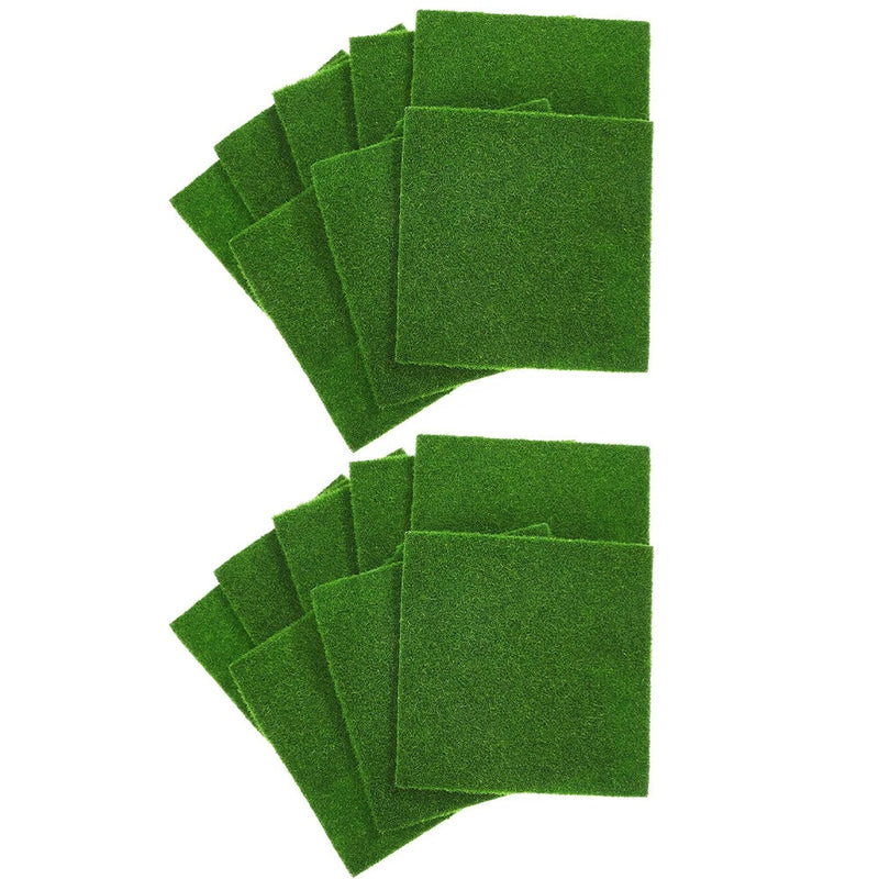 16 pack of green faux moss craft squares, leaf-textured pieces for decorating