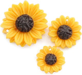 12PCS Yellow Sunflower Girasoles Daisy Flowers Resin Flatback Cabochon with Hole Sunflower