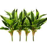 4Packs Variegated Hosta Artificial Plant 17.7" Faux Green Dieffenbachia Plant... Green Plant