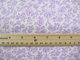 Floral Print Fabric- Lavender on White- 44" Wide - BTY Flowering Plants