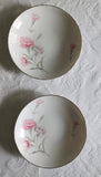 Vintage Royal Court Pink Carnation 5 1/2" Berry Bowls Set Of 2, Gold Edge Japan Carnation