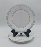 3 Salad Plates 8" Royal Doulton Carnation Blue Pink Flowers Platinum Trim H5084 Carnation
