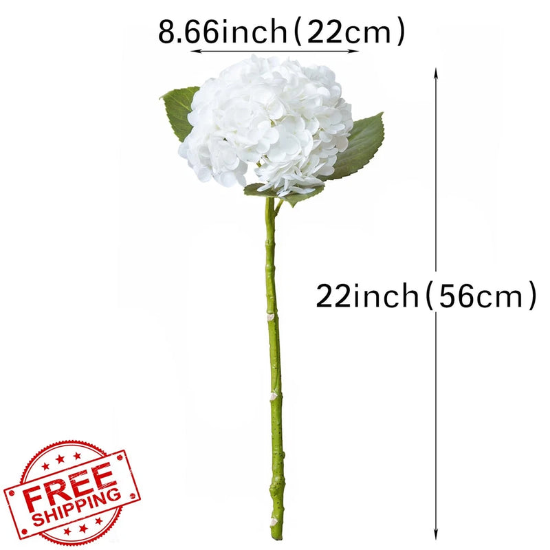 Duyone 4pk 22" Artificial Hydrangea Flowers White Light Green Real Touch Hydrangea