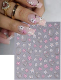 Nail Art Stickers Decals Spring Summer Flowers Heart Daisy Pink White (SWA74) Daisies