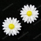 CLIP ON big RETRO DAISY FLOWER round EARRINGS white/yellow DAISIES comfy clips Daisies