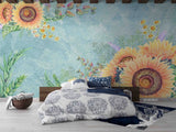 3D Hand Drawn Sunflower Flower Wall Murals Wallpaper Murals Wall Sticker 99 Sunflower