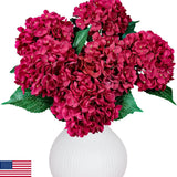 6PCS Premium Red Silk Hydrangea Artificial Flowers Bouquet Wedding Home Decor Hydrangea