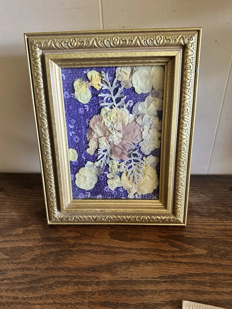Gold Color Frame Pressed Dried Flowers Glass Dried Flower