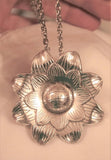 Handsome Swirl Etched Sunflower Flower Heavy Sculpted Silvertn Pendant Necklace Sunflower