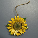 2012 CHEMART SUNFLOWER BRASS ORNAMENT~FLOWER & BEE~40345~24KT GOLD FINISHED~ 3D Sunflower