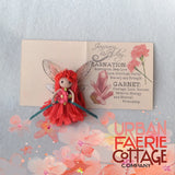Handmade January Birthday Red Garnet carnation flower fairy doll ornament Carnation