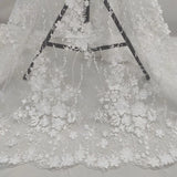 3D Flower Lace Embroidery Fabric Floral DIY Mesh Bridal Wedding Dress Cloth Sew Flowering Plants