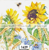 (1629) TWO Paper LUNCHEON Decoupage Art Craft Napkins - SUNFLOWERS WHEAT FLOWERS Sunflower