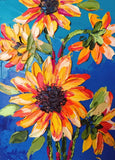 Handmade original impasto sunflowers flowers floral oil painting 5 by 7 inches Sunflower