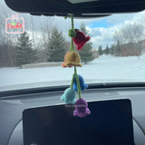 HANDMADE Rainbow Lily of the Valley | Car Hanging Crochet | Flower Car Accessory Lily