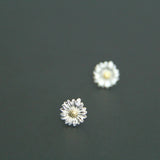 Brand New Rhodium Vermeil Sunflower Silver Stud Earrings - ISHINEE.com Sunflower