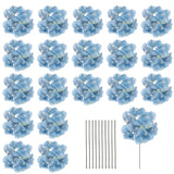 20 Sets Artificial Hydrangea Flower Heads with Stems for Bouquet,Blue Hydrangea