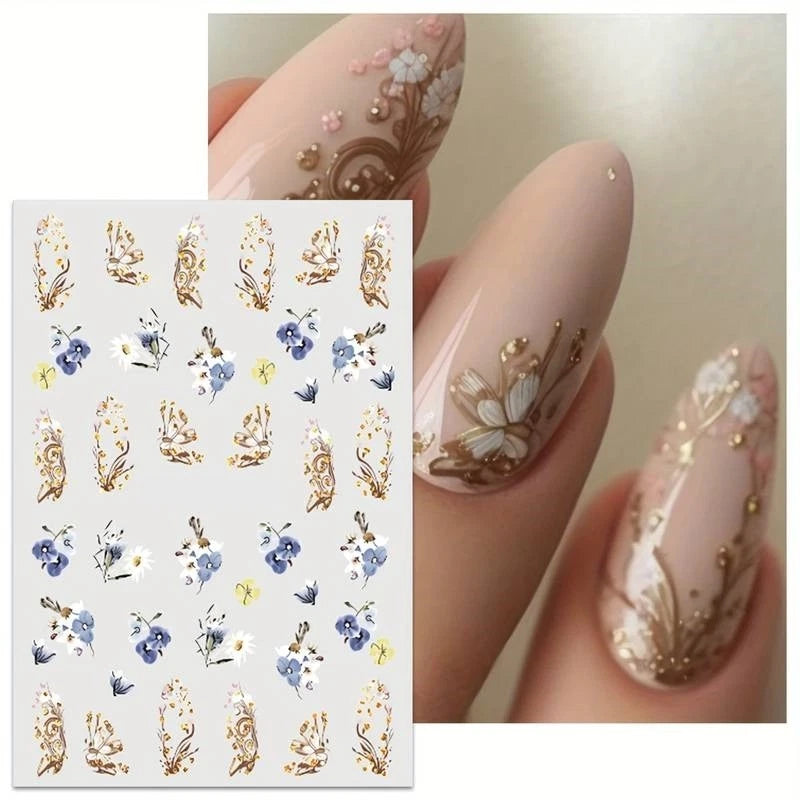 Nail Art Stickers Transfers Spring Summer Flowers Floral Fern Daisy (PM143) Daisies