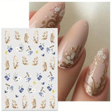 Nail Art Stickers Transfers Spring Summer Flowers Floral Fern Daisy (PM143) Daisies