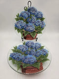 2 PC Peggy Karr fused glass Flower Hydrangea 11 1/4Ó Plate Platter, 10 3/4Ó Bowl Hydrangea
