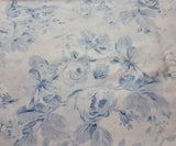 1 1/3 Ydx44" Garden Rose Treasures Shabby Chic White & Blue Floral Cotton Fabric Roses