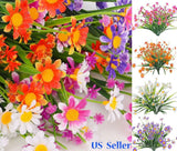 1/2/5 Bundles Artificial Daisies Plastic Flowers Outdoor UV Resistant Fake Daisy Roses